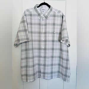 Haggar Cool Tec Men's Gray and White Plaid Short Sleeve Button Up Shirt Size XXL